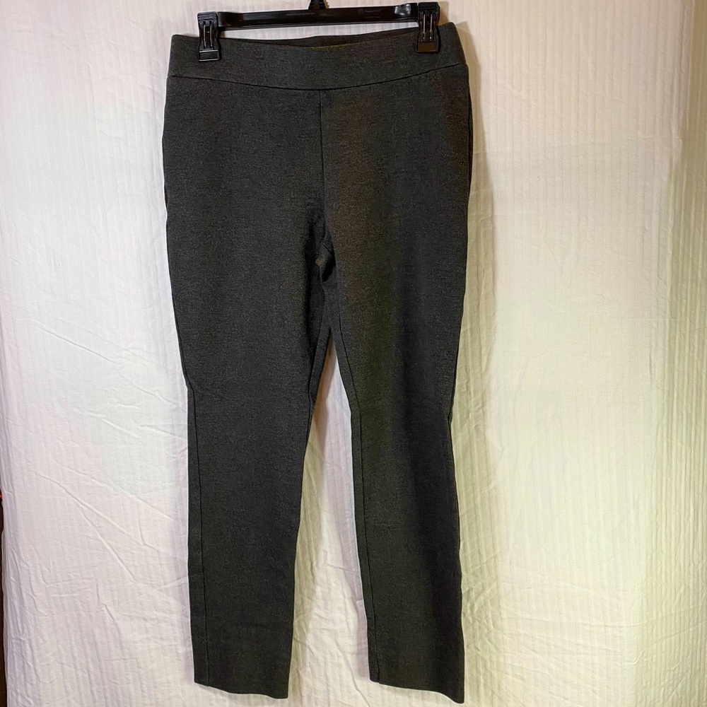ECI New York Pull On Stretch Pants Split Hem Cropped charcoal Grey Size 6